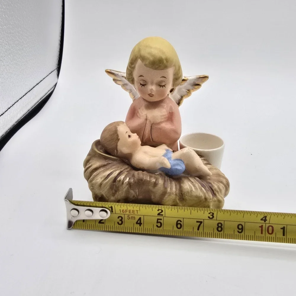 Vintage Angel And Baby Jesus Nativity‎ Candle Holder Christmas Decor